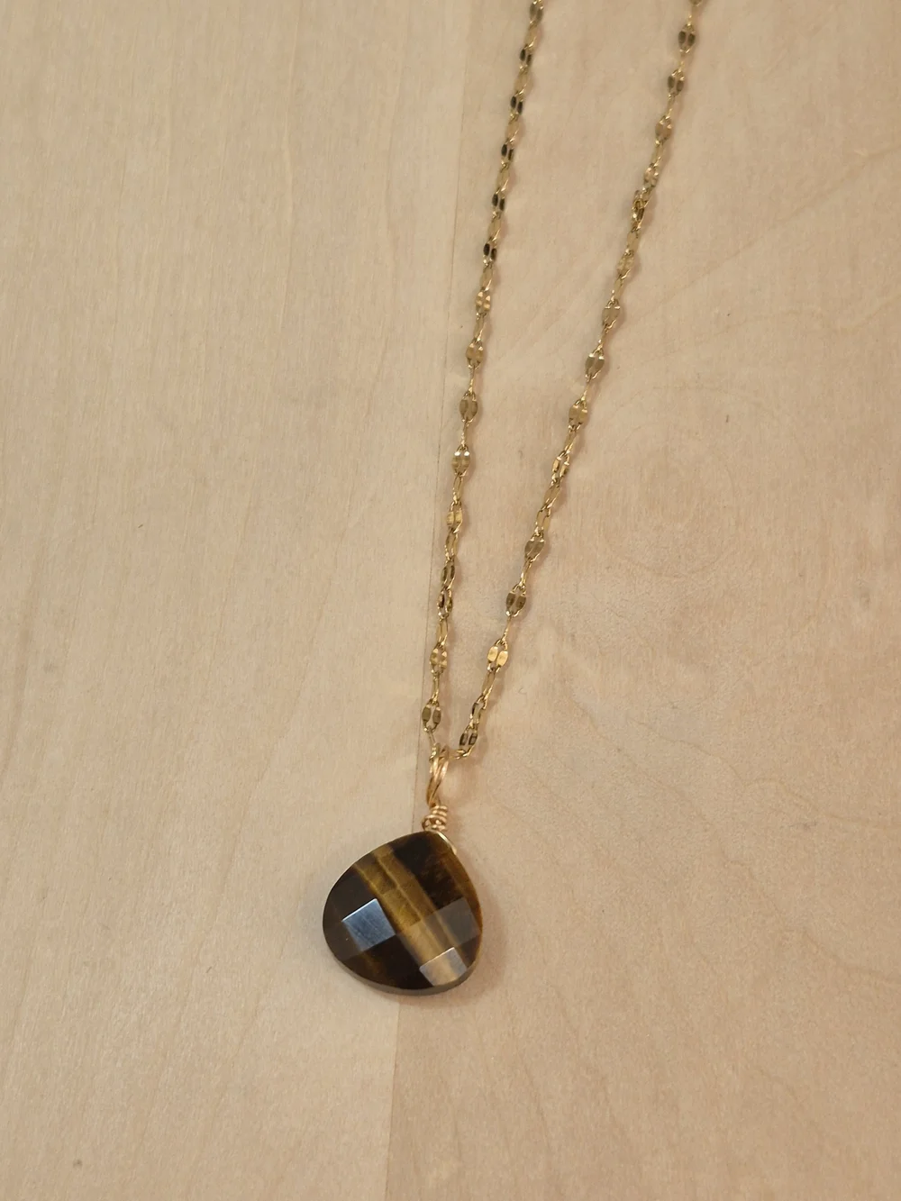 🤎💛NEW🤎💛 BEAUTIFUL!! SS Natural Stone Faceted TIGER EYE Pendant Necklace